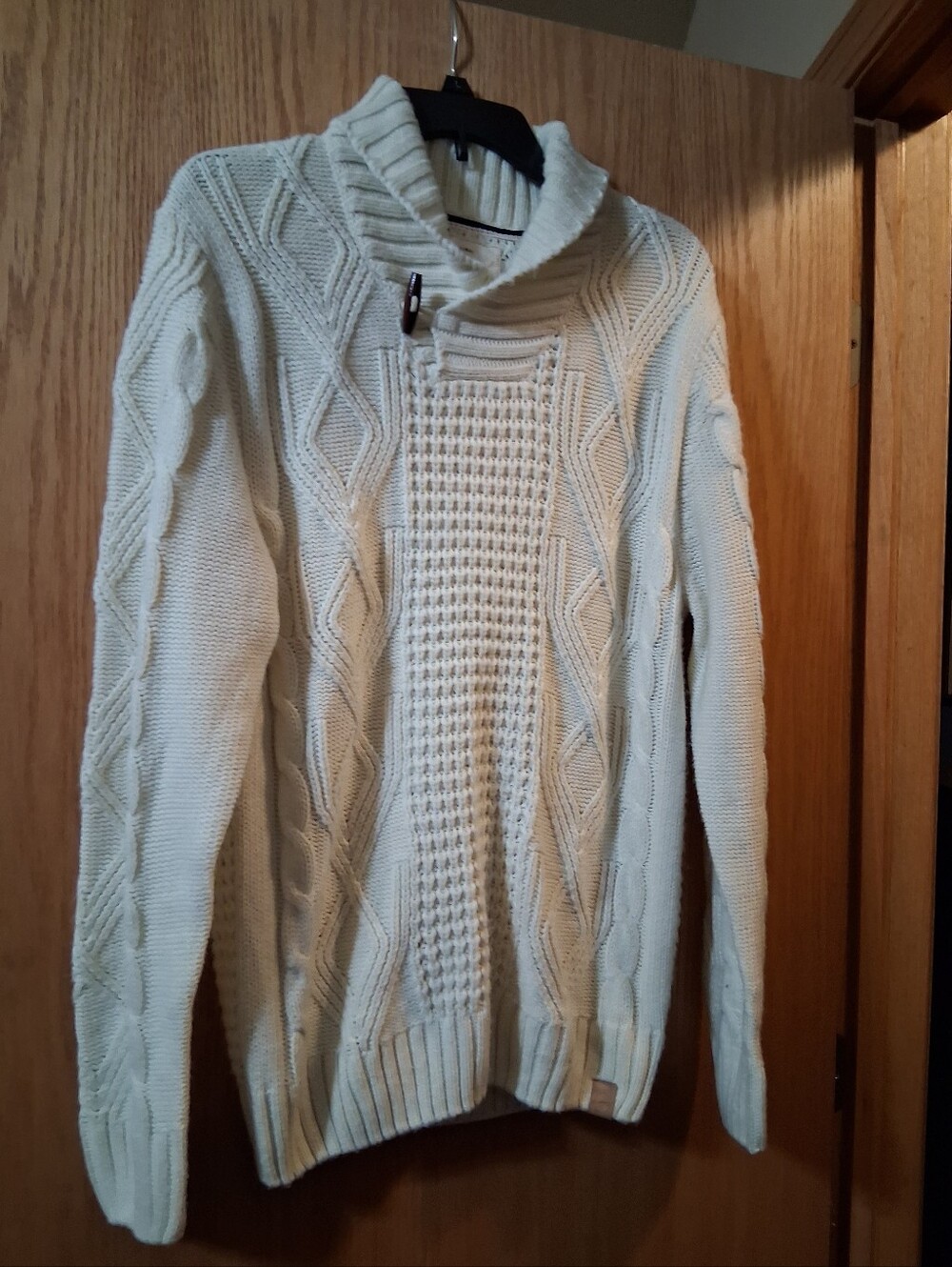 Original Weatherproof Vintage Men's Shawl Collar Toggle Sweater. heavy, textured